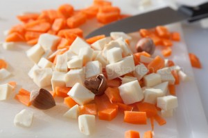 Panais et carottes en dés